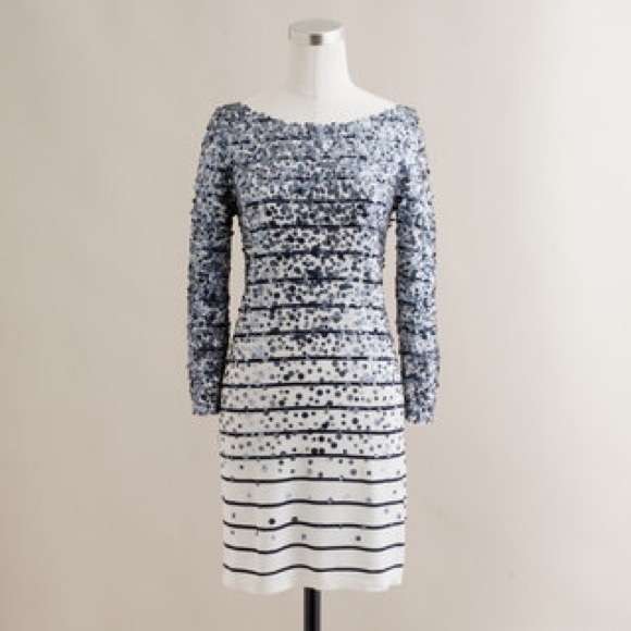 J.Crew Merino Sequin Confetti Stripe Sweater Dress - Picture 2 of 6